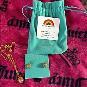 Kurt Geiger Gold Necklace and Earring Set